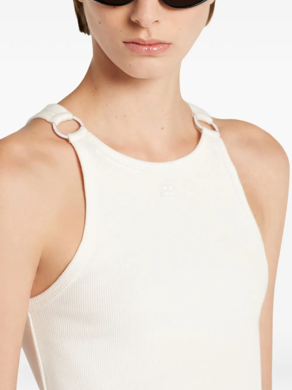 Courrèges Tanktop met gespdetail Wit