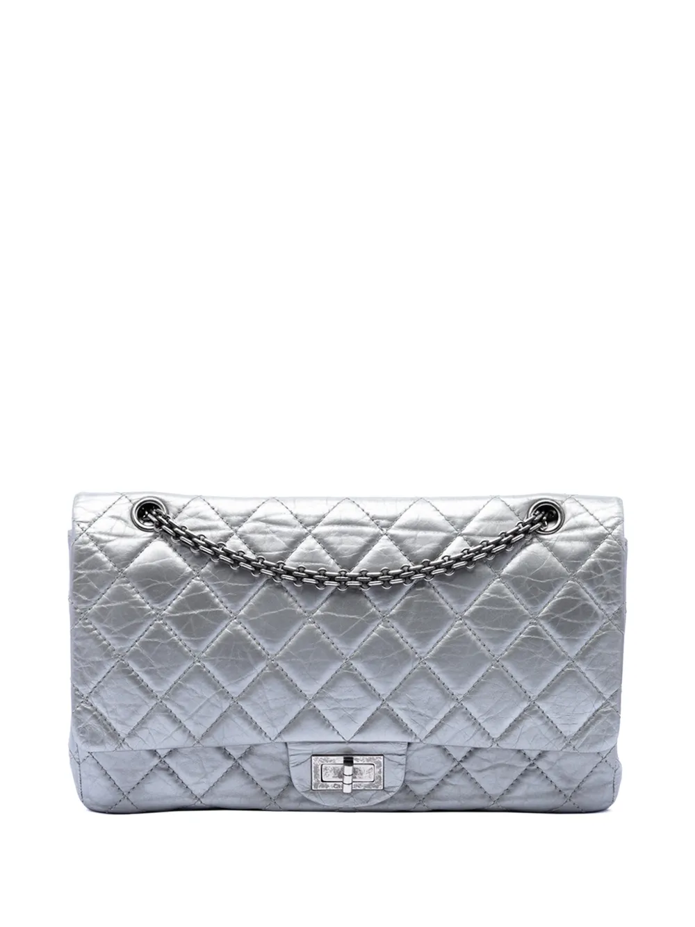 CHANEL Pre-Owned 2011 Quilted Metallic Aged Calfskin Reissue 2.55 Double Flap 227 shoulder bag - Argento