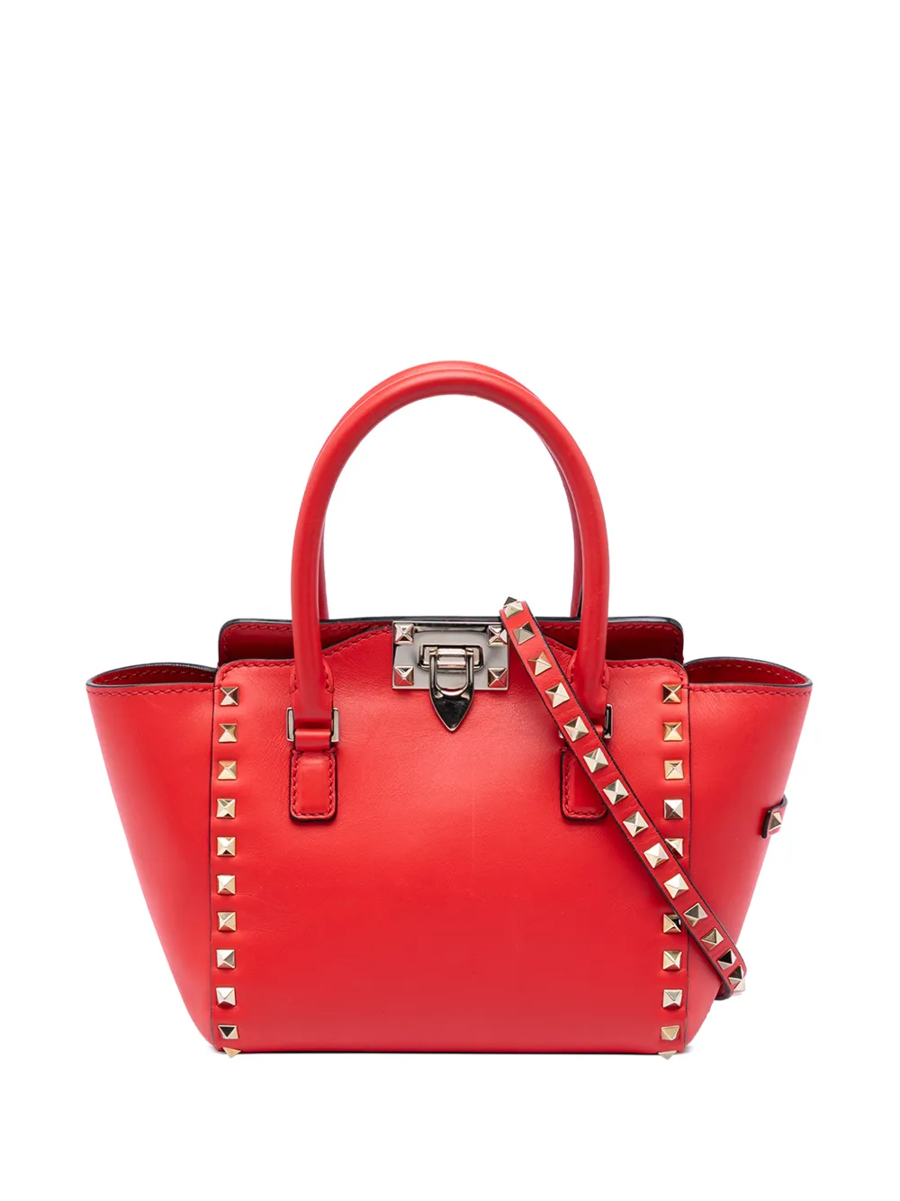 Valentino Garavani Pre-Owned 2000-2017 Mini Leather Rockstud Double Handle Tote satchel - Rosso