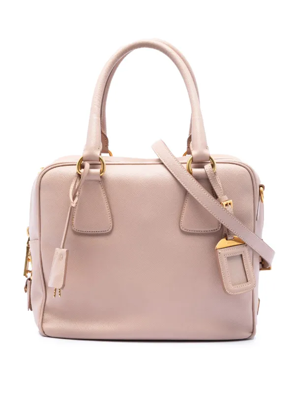 Prada Pre-owned 2010-2026 Small Saffiano Square Bauletto Satchel in Pink