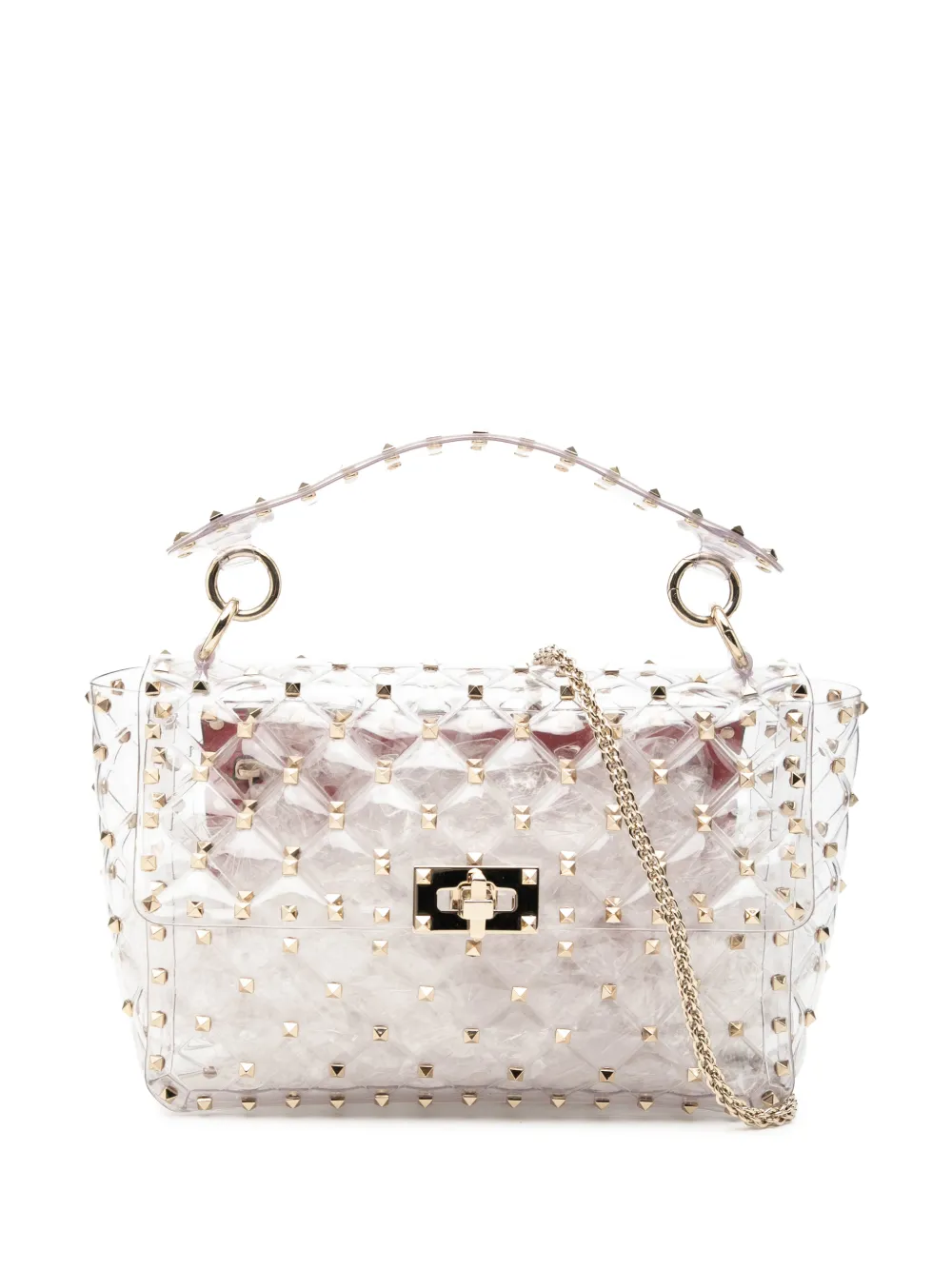 Valentino Garavani Pre-Owned 2000-2017 Medium PVC Rockstud Spike satchel - White
