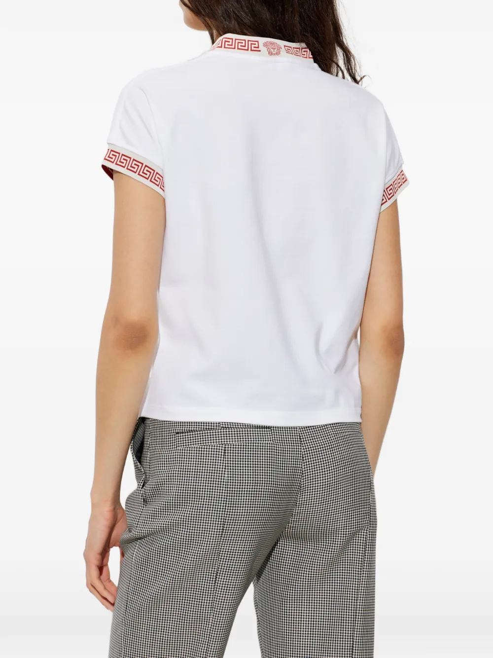 Versace T-shirt met V-hals en Greca afwerking Wit