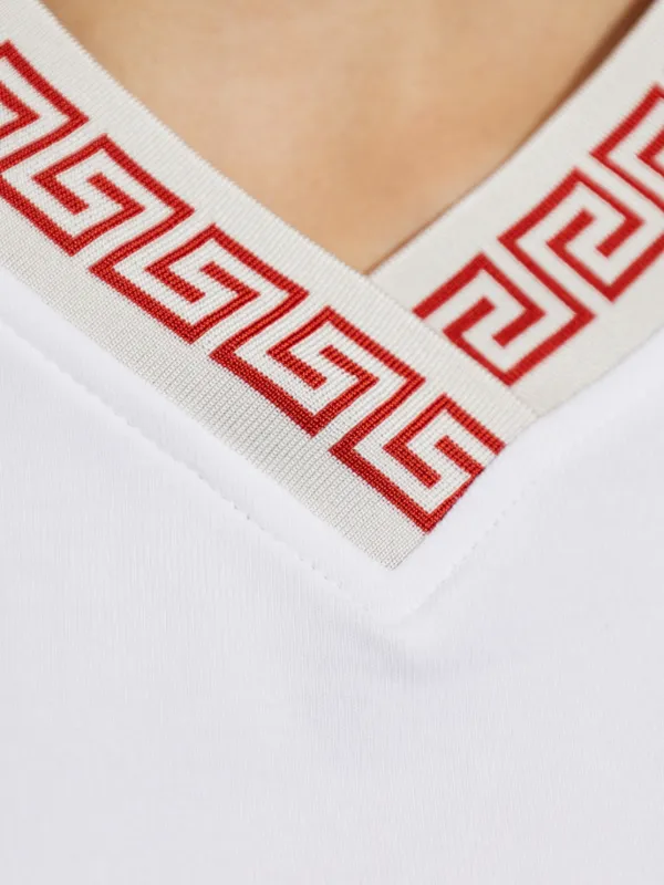 Versace Greca-trim V-neck T-shirt | White | FARFETCH