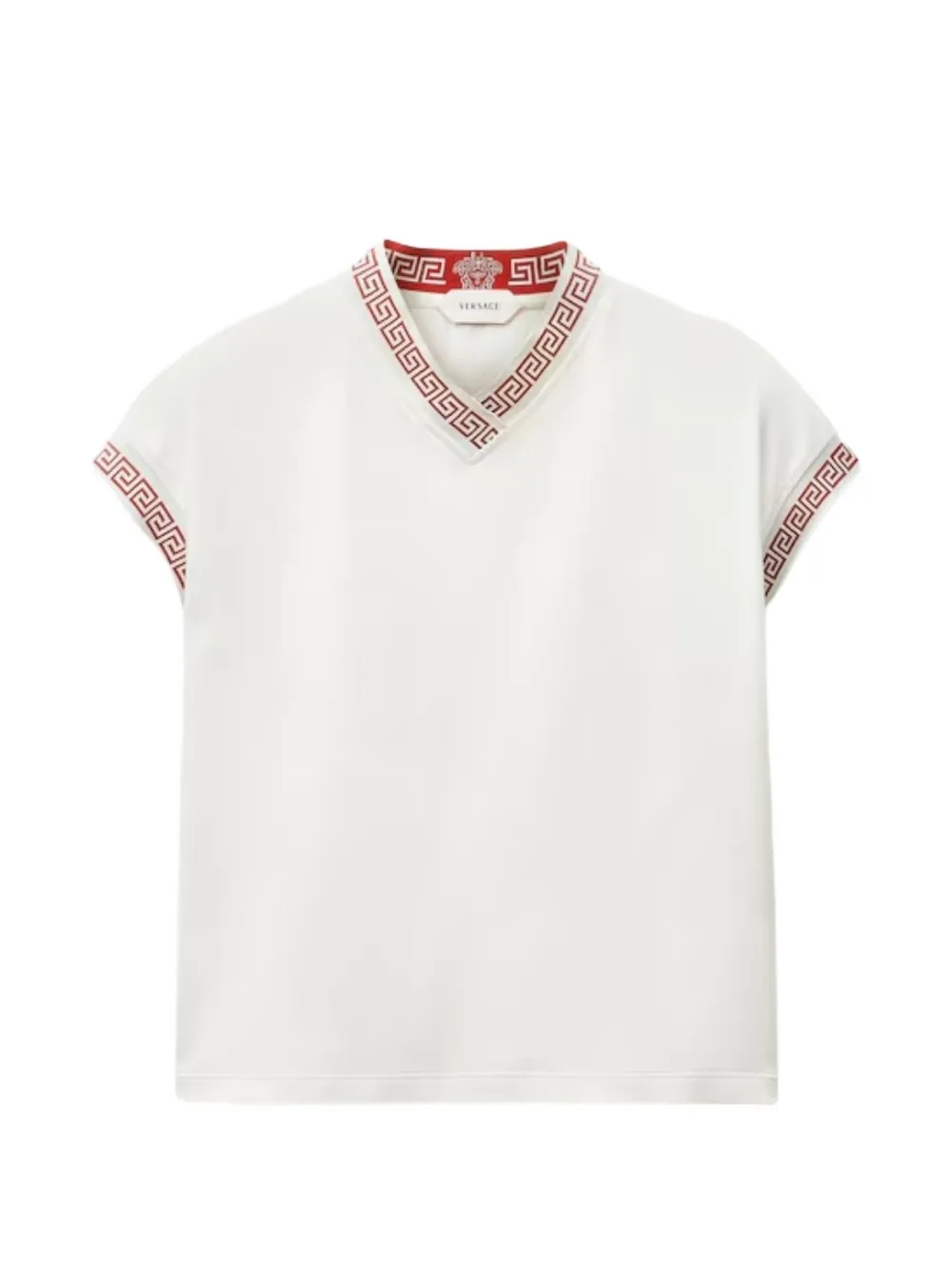 Versace Greca-trim V-neck top - Weiß