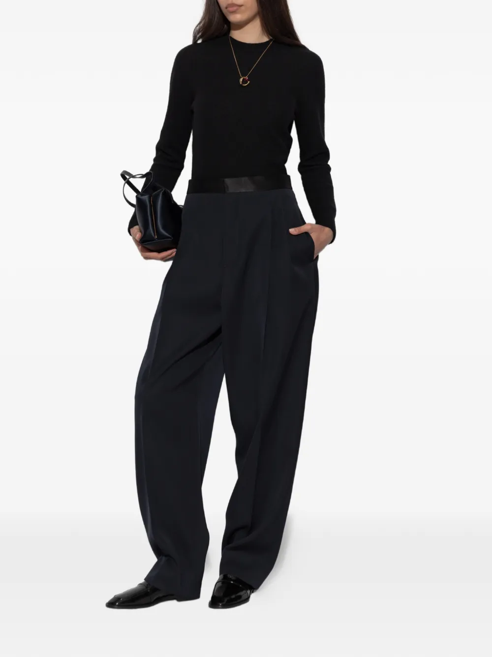 Jil Sander Trui met geribbelde afwerking Zwart