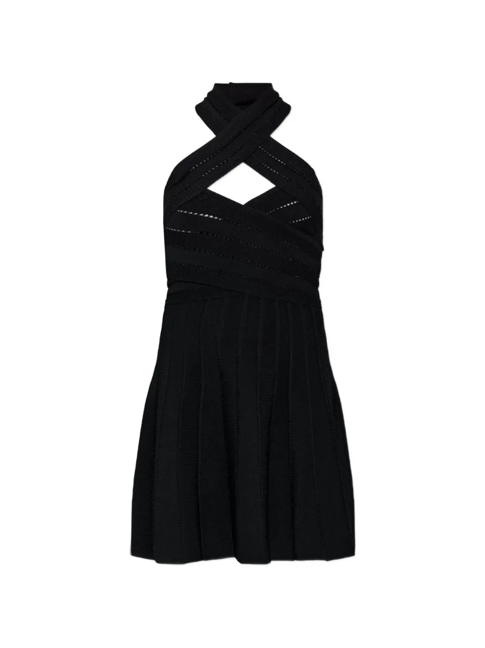 Balmain halterneck pointelle-knit mini dress - Nero