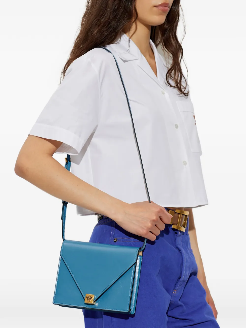 Versace Severine leren mini-tas Blauw