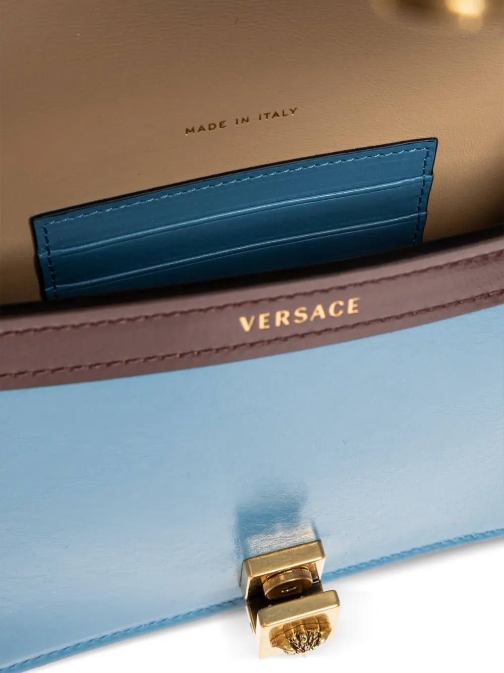 Versace Severine Leather Shoulder Bag In Blue