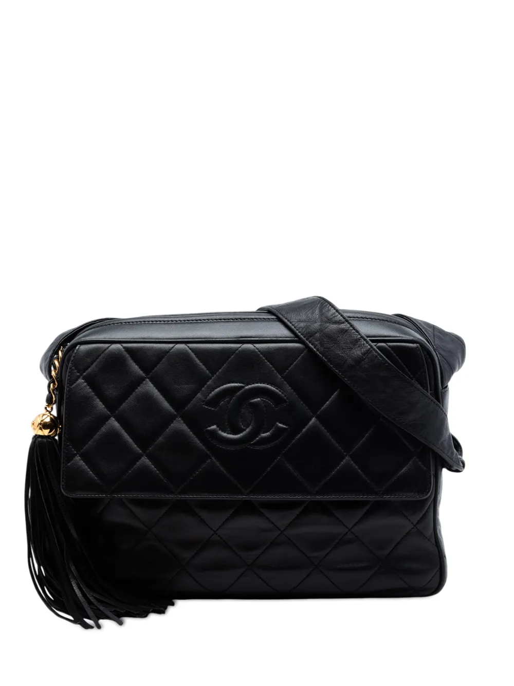 CHANEL Pre-Owned 1994-1996 CC Quilted Lambskin Tassel Camera Bag crossbody bag - Nero