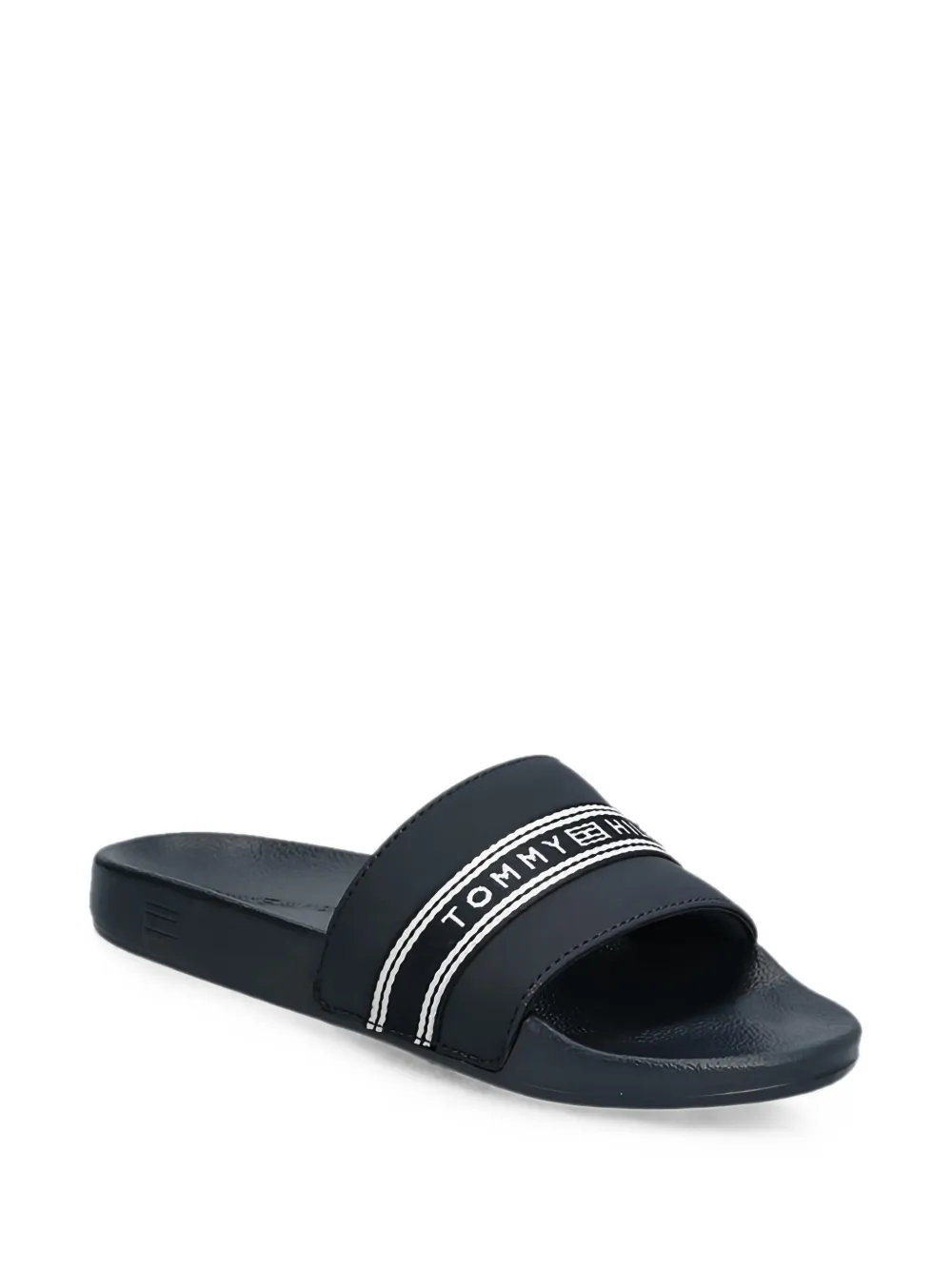 Tommy Hilfiger Webbing slippers met logoband Blauw