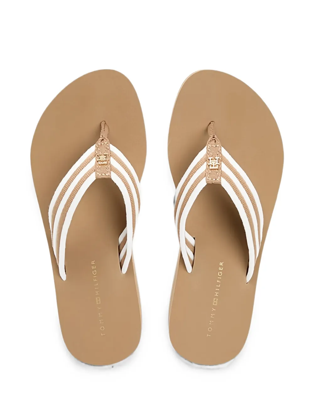 Tommy Hilfiger Teenslippers met streepdetail Beige