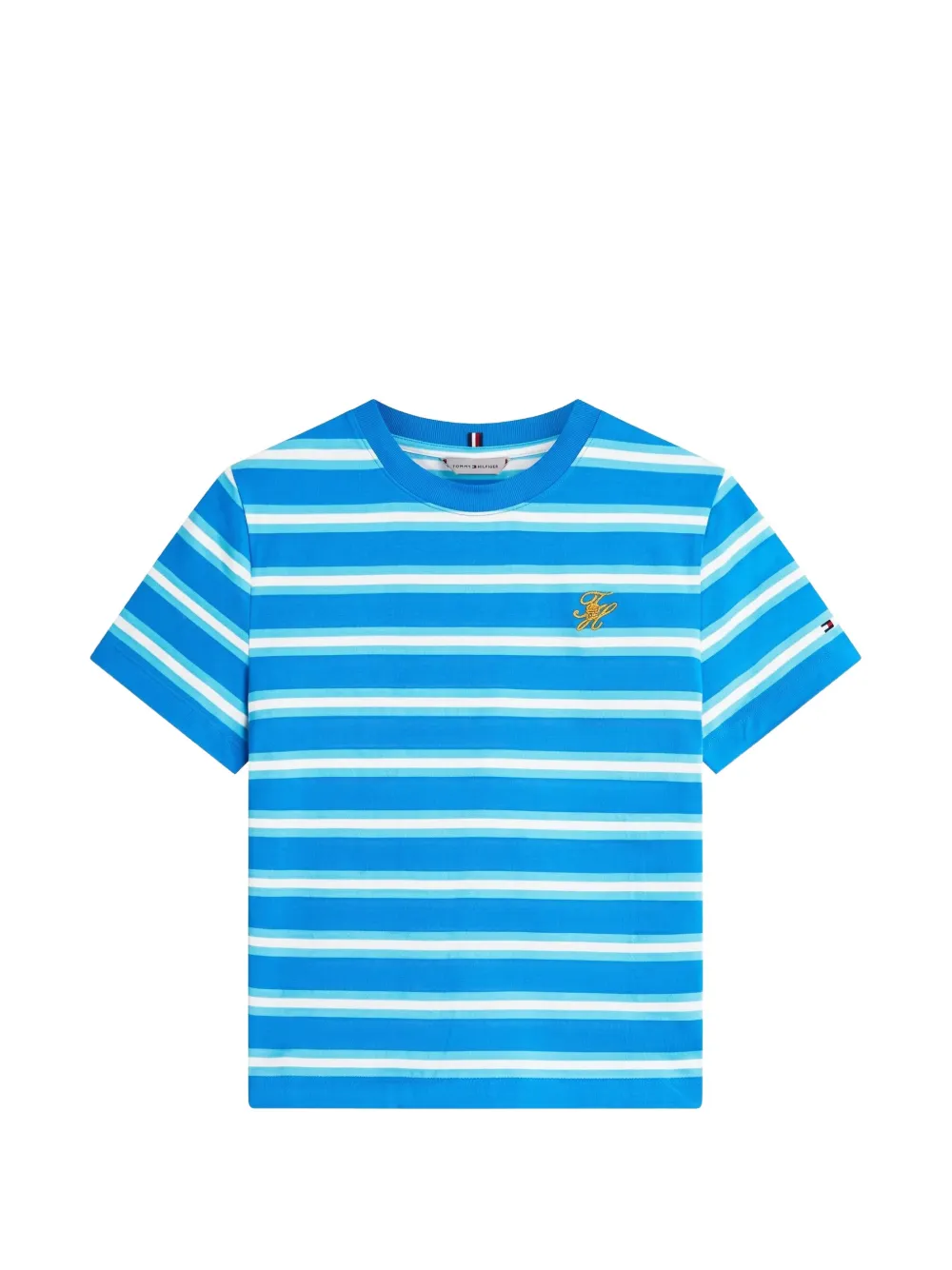 Tommy Hilfiger striped logo-embroidered T-shirt Blauw