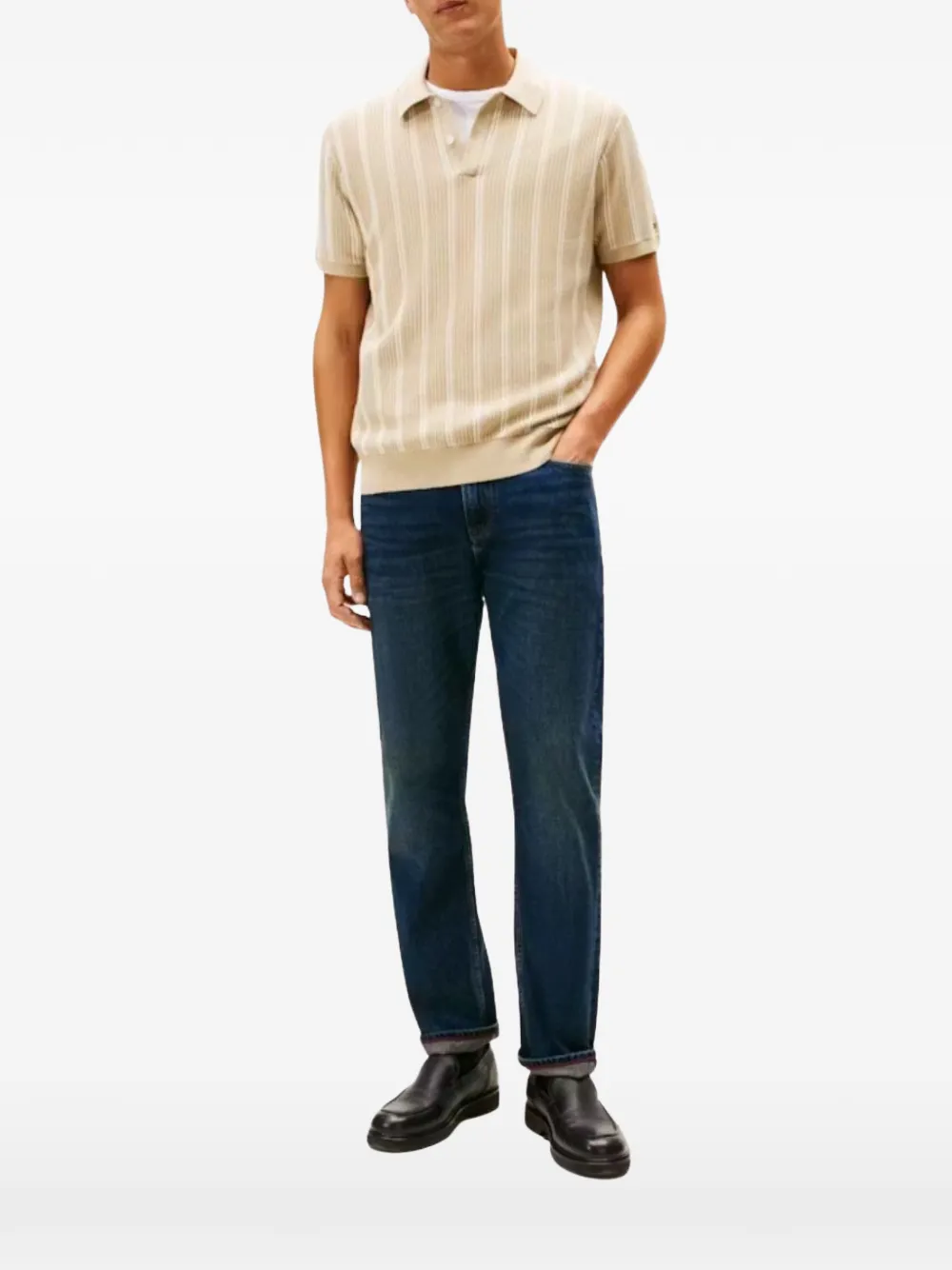 Tommy Hilfiger vertical-stripe knitted polo shirt - Toni neutri