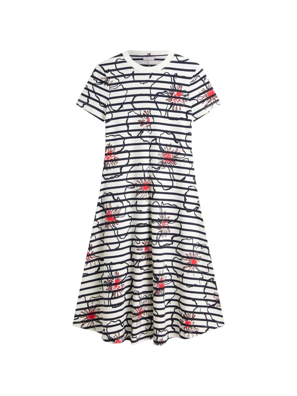 Tommy Hilfiger floral-print striped midi dress Wit