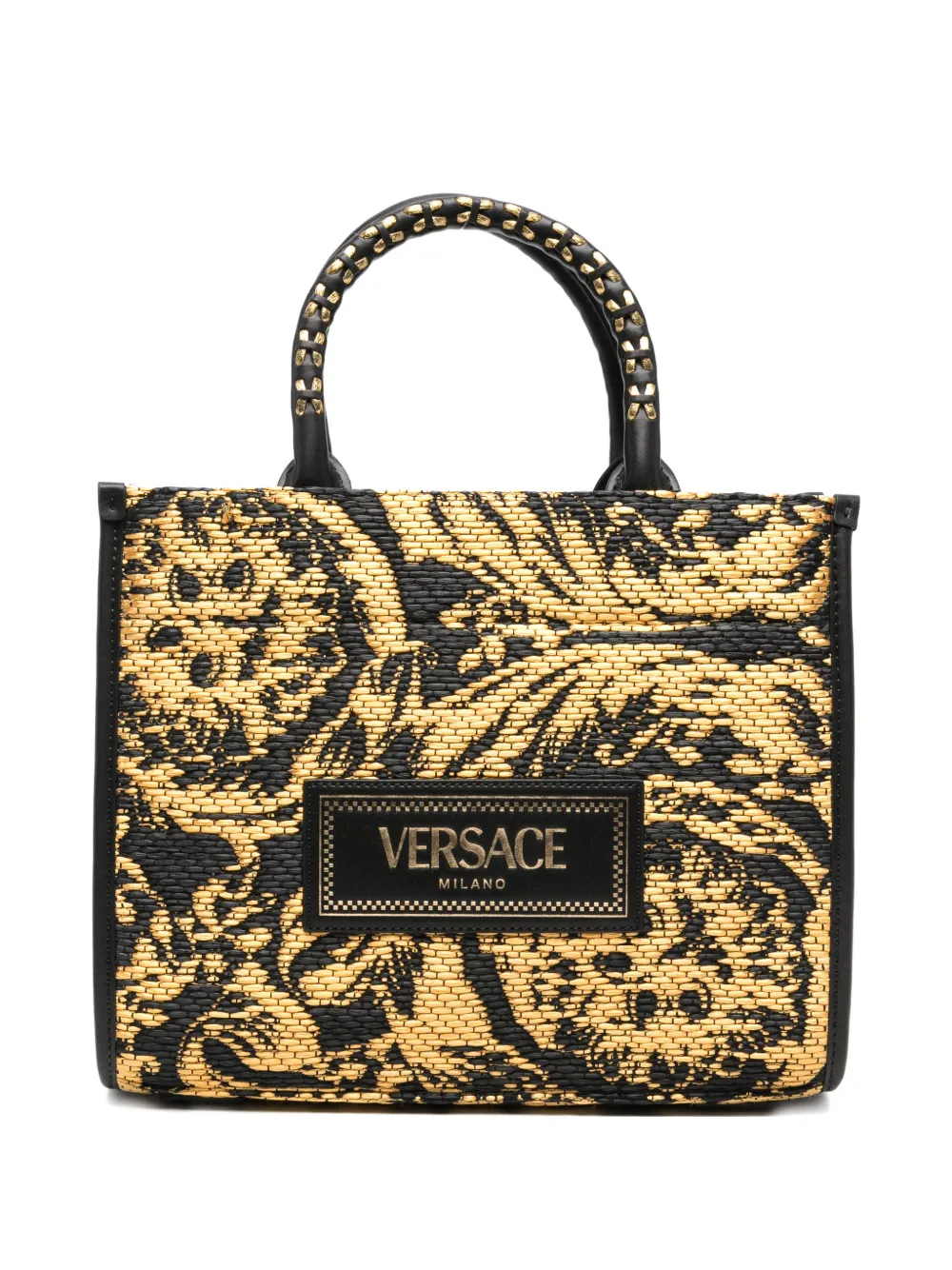 Versace Pre-Owned small Barocco Athena raffia tote bag - Oro
