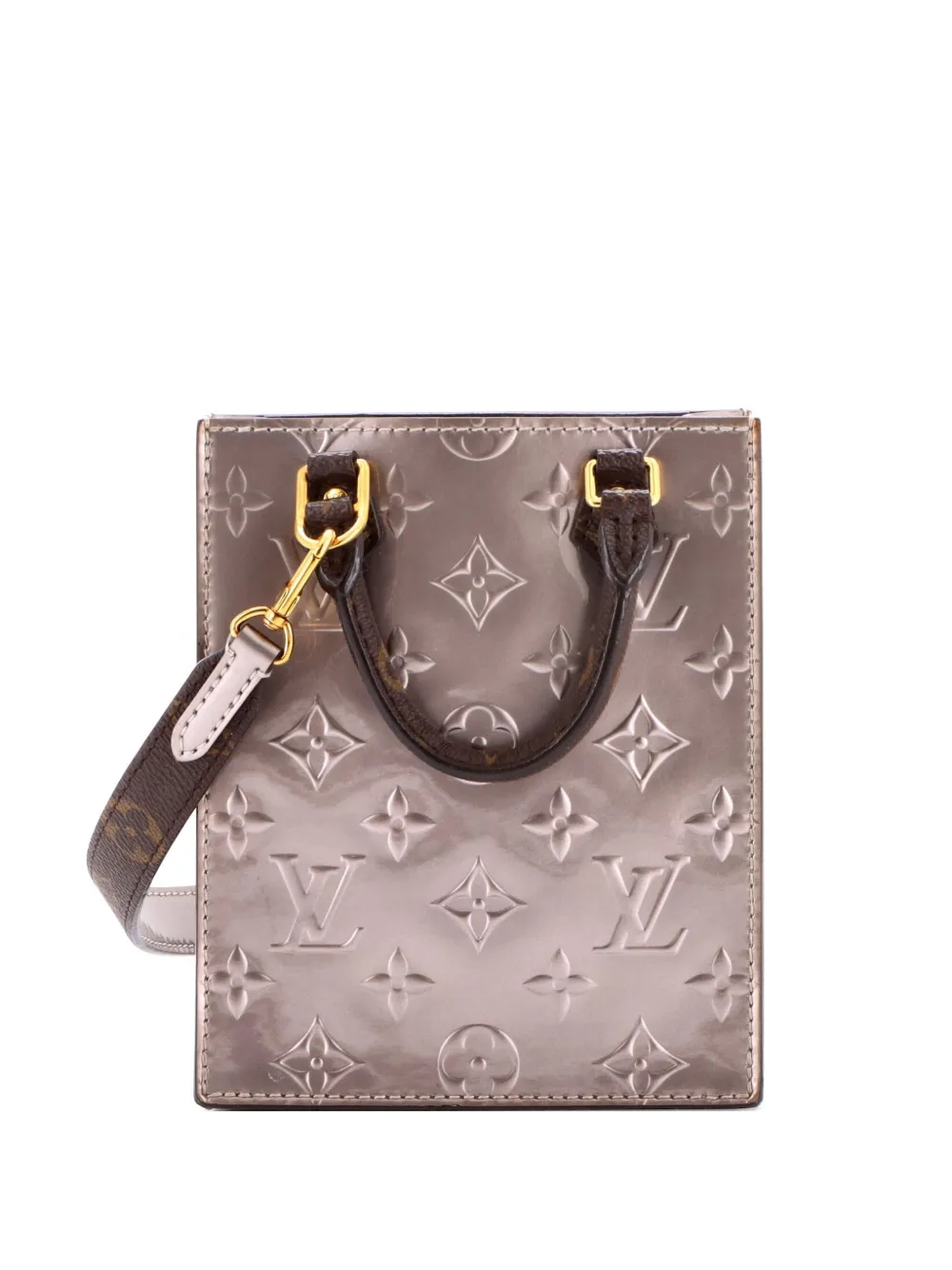Louis Vuitton Pre-Owned Petit Sac Plat Bag Monogram Vernis with Monogram Canvas crossbody bag - Metallic