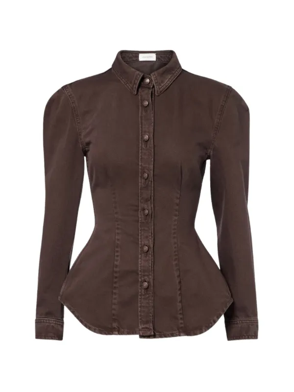 Magda Butrym Belted Shirt in Brown