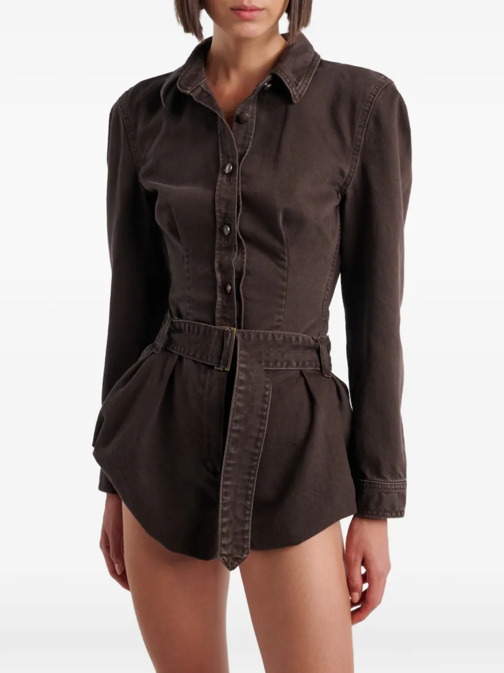 Magda Butrym Shirt met ceintuur Bruin