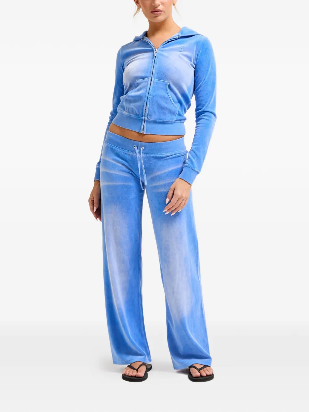 Juicy Couture Hoodie met rits en gewassen effect Blauw