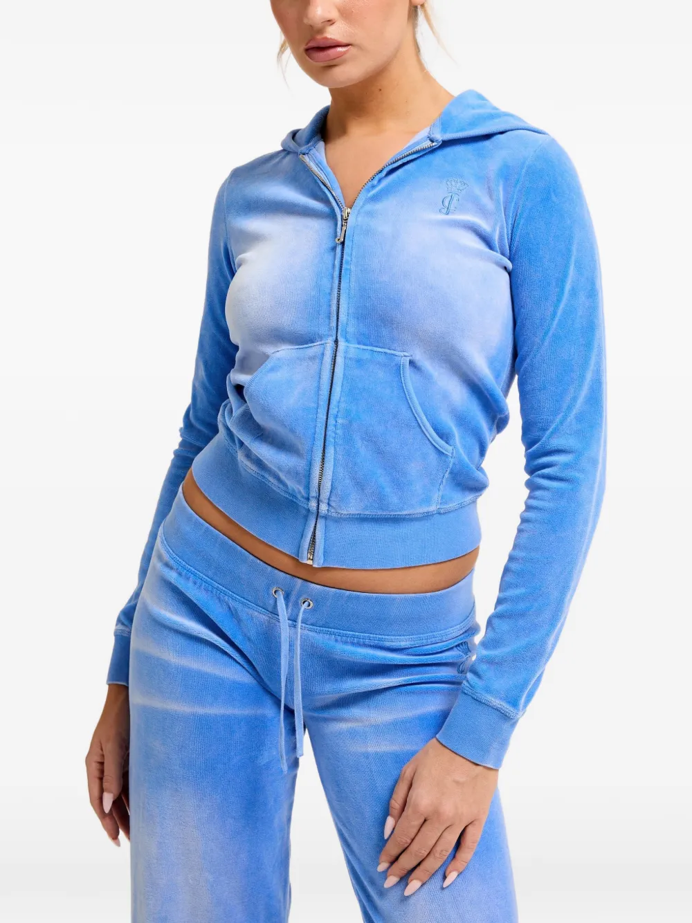 Juicy Couture Hoodie met rits en gewassen effect Blauw