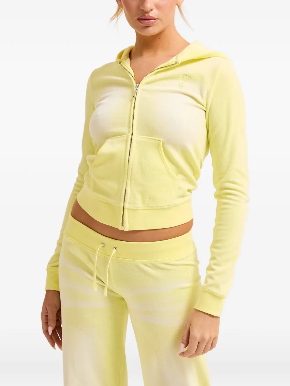 Juicy Couture Hoodie met rits en gewassen effect Geel