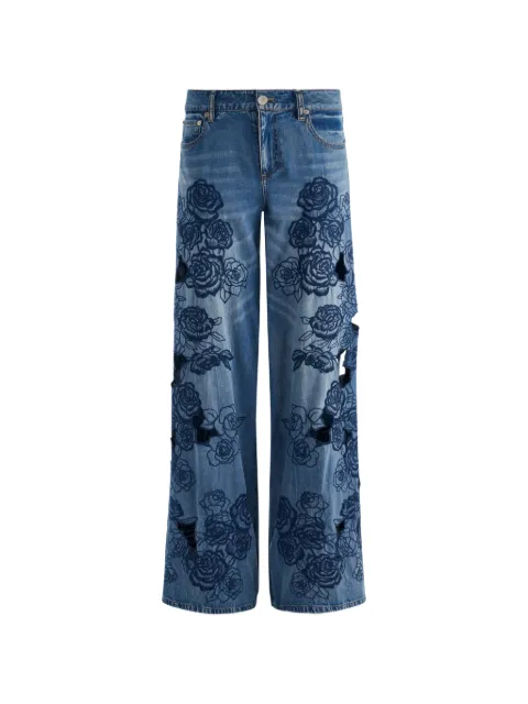 alice + olivia Calça jeans com bordado floral