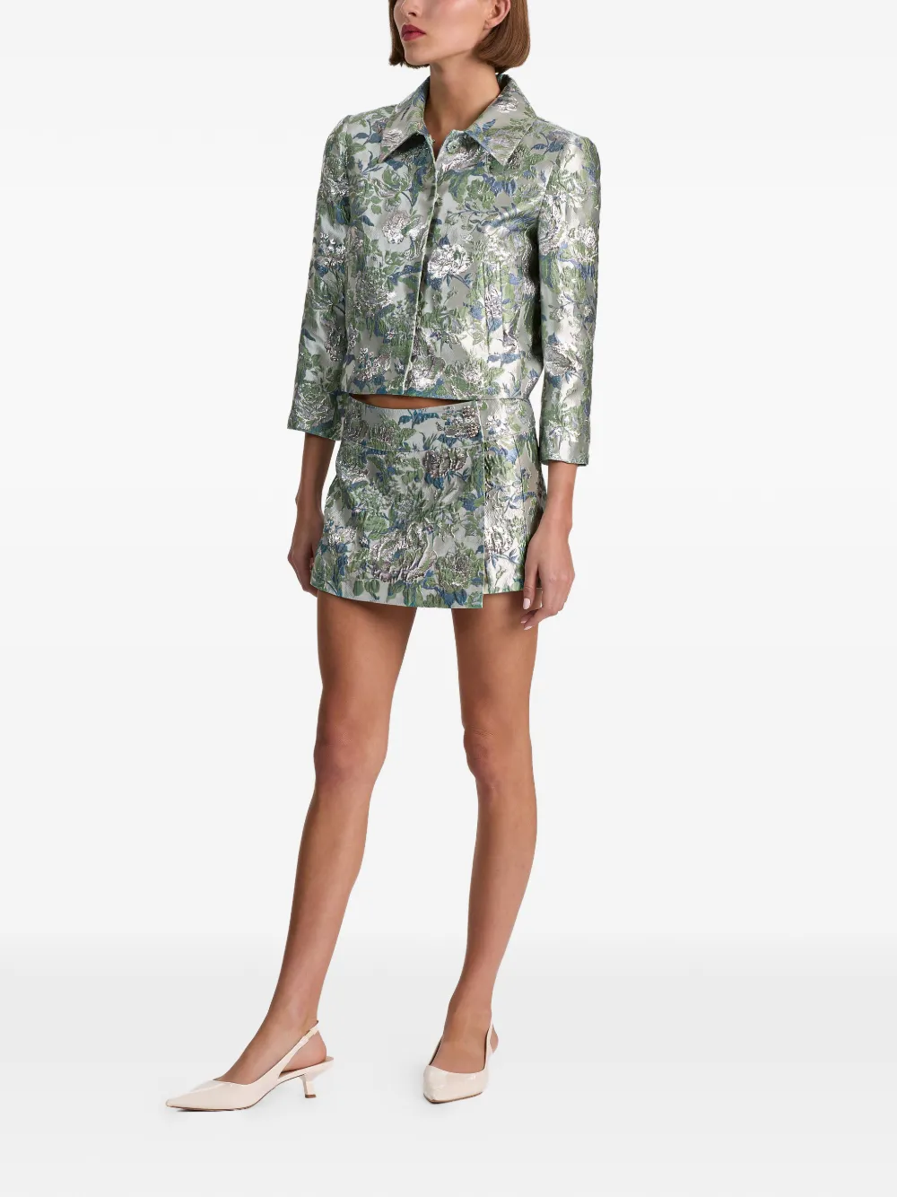 alice + olivia Somers skort met bloemen jacquard Groen