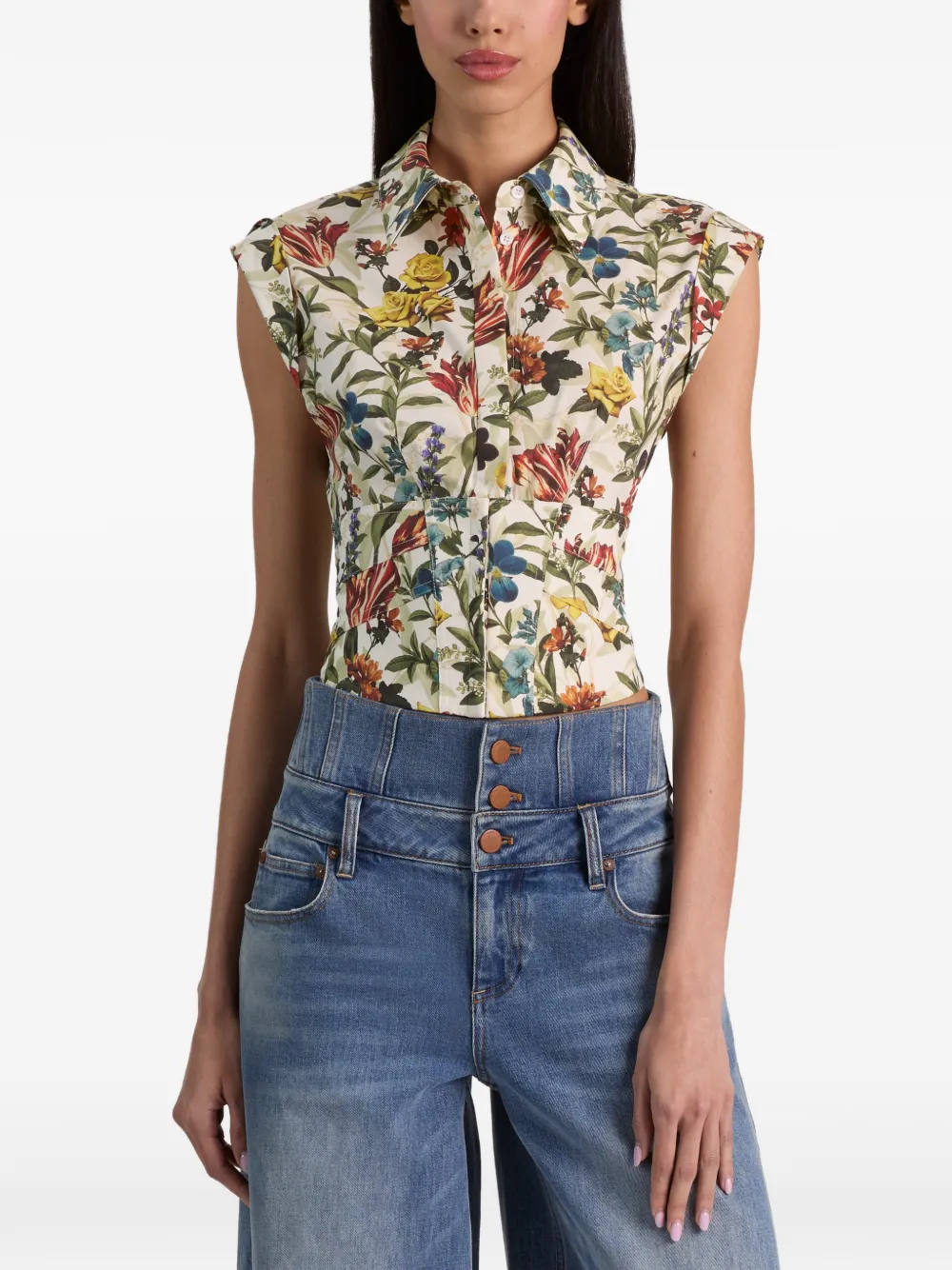 alice + olivia Kim top met bloemenprint Beige