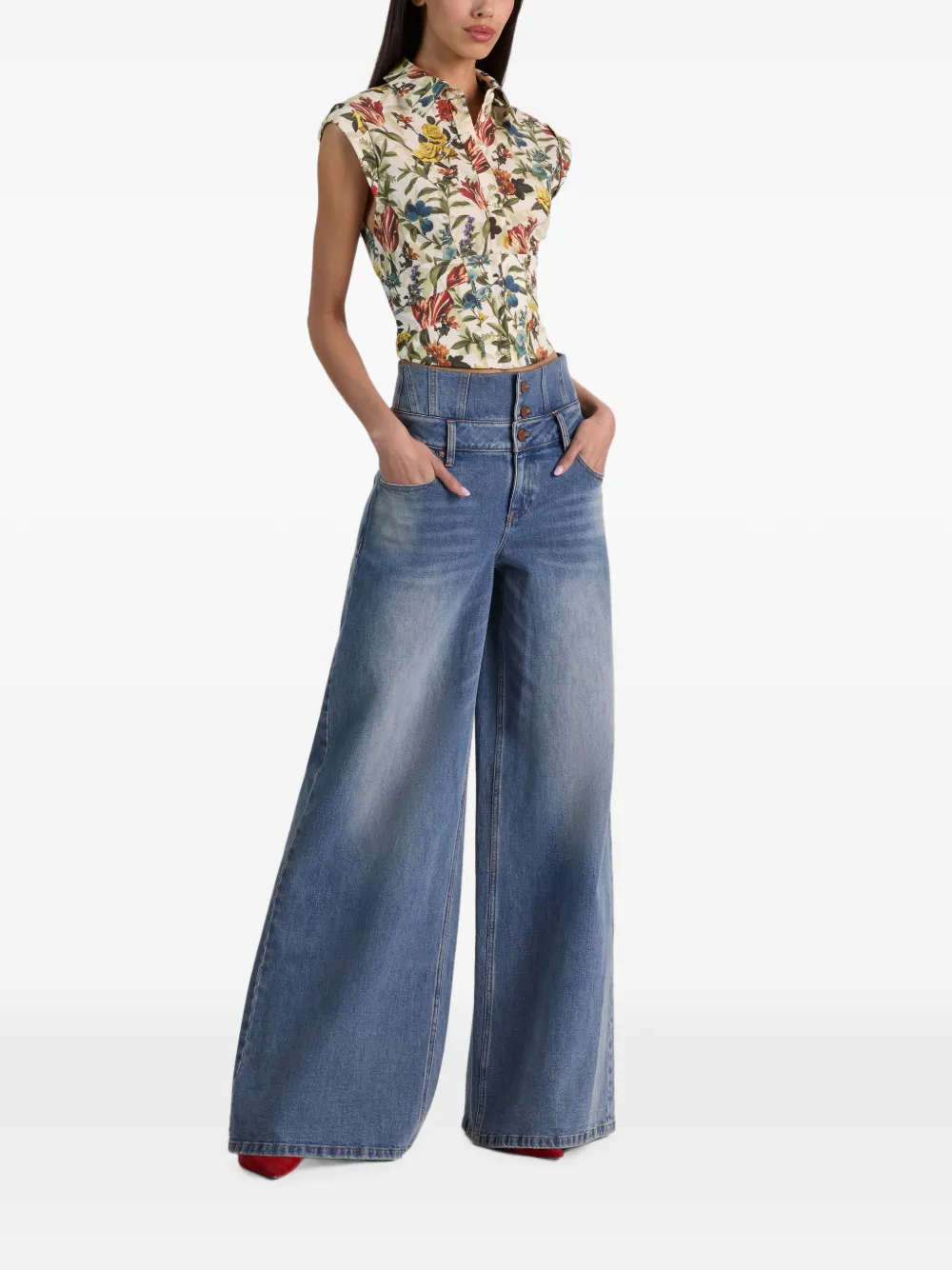 alice + olivia Kim top met bloemenprint Beige