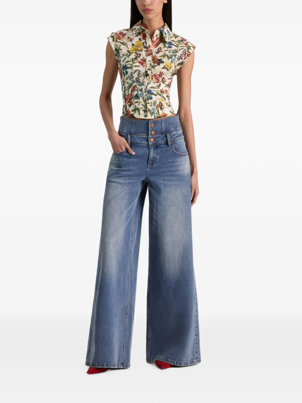 alice + olivia Kim top met bloemenprint Beige