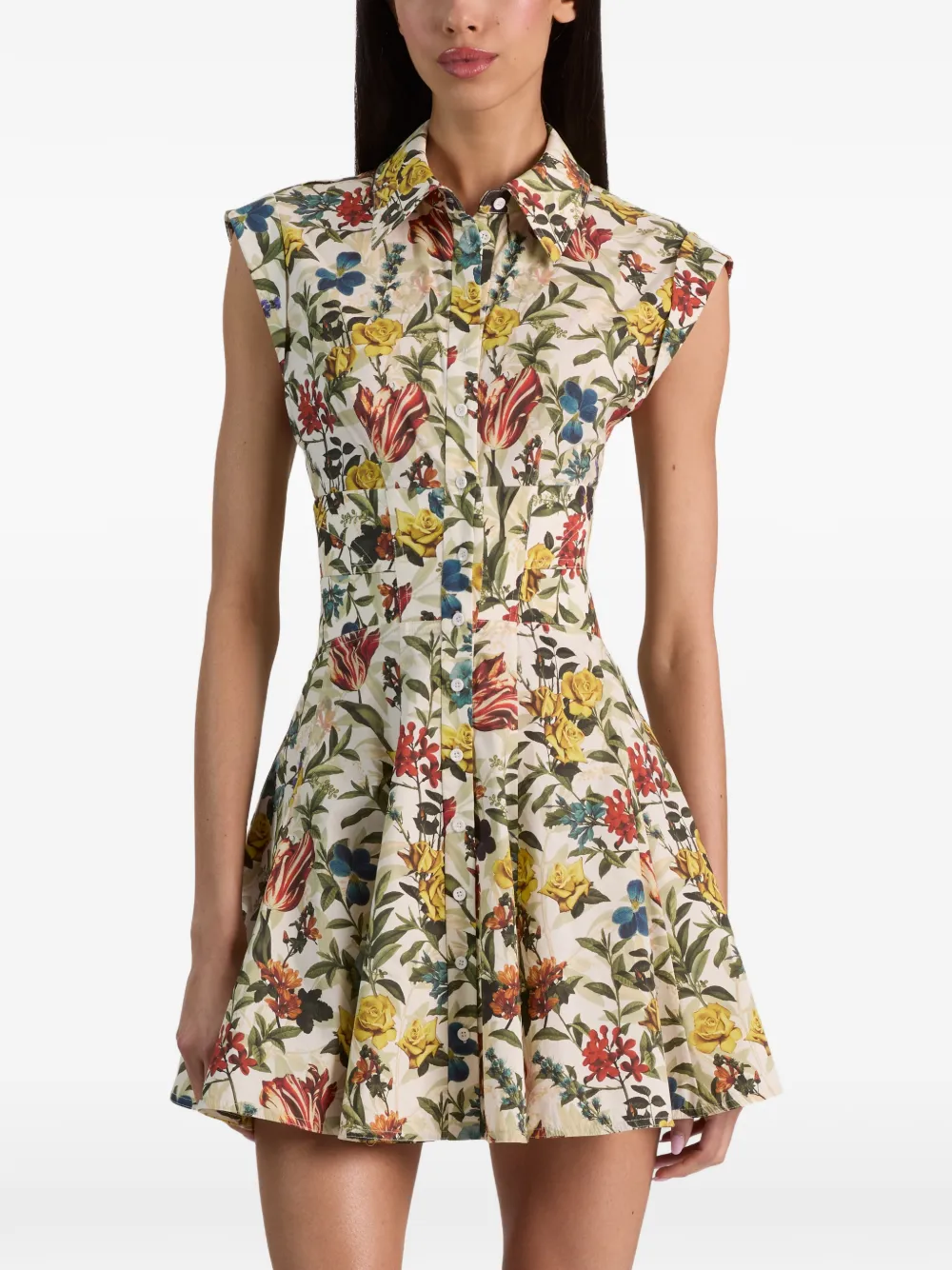 alice + olivia Mini-blousejurk met bloemenprint Beige