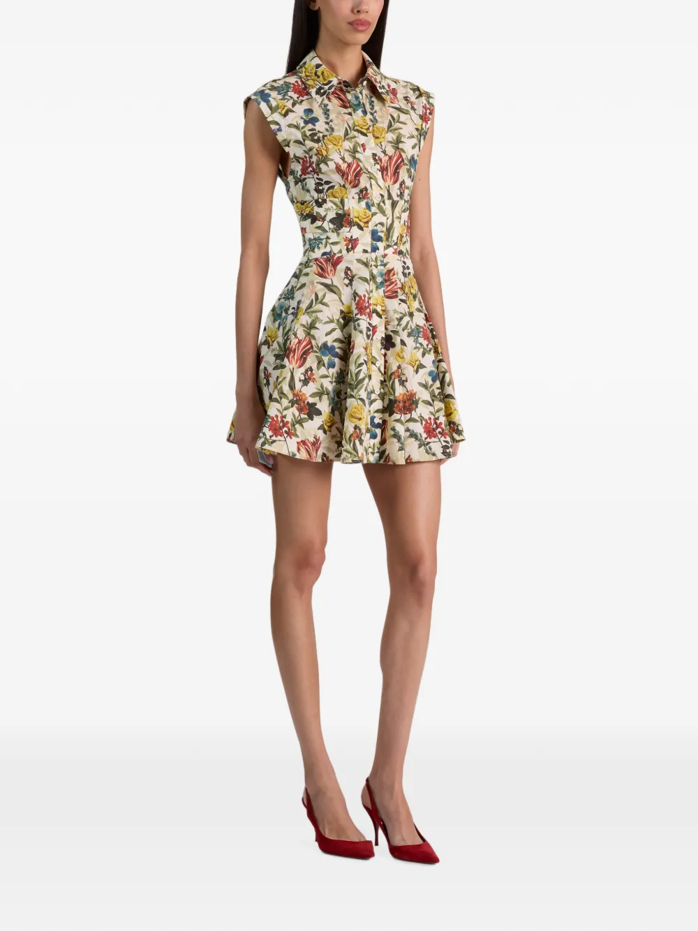 alice + olivia Mini-blousejurk met bloemenprint Beige