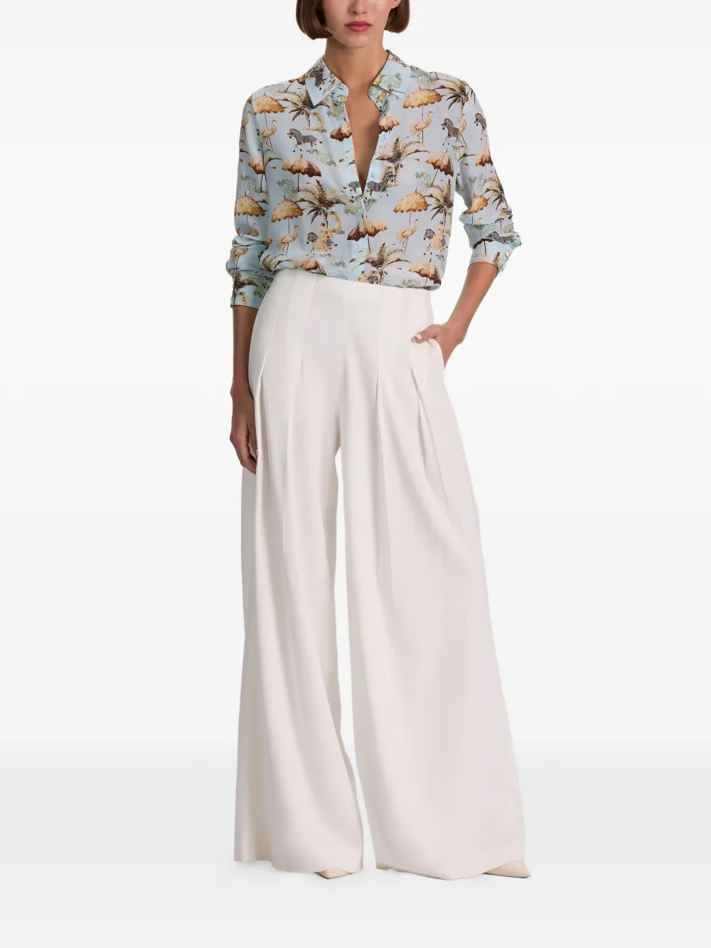 alice + olivia Willa Staceface blouse met dierenprint Blauw