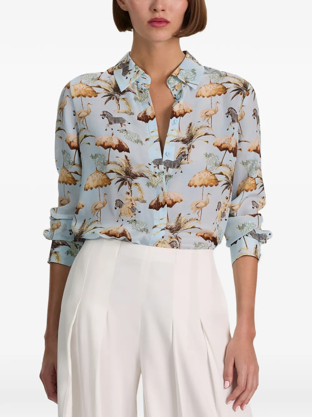 alice + olivia Willa Staceface blouse met dierenprint Blauw