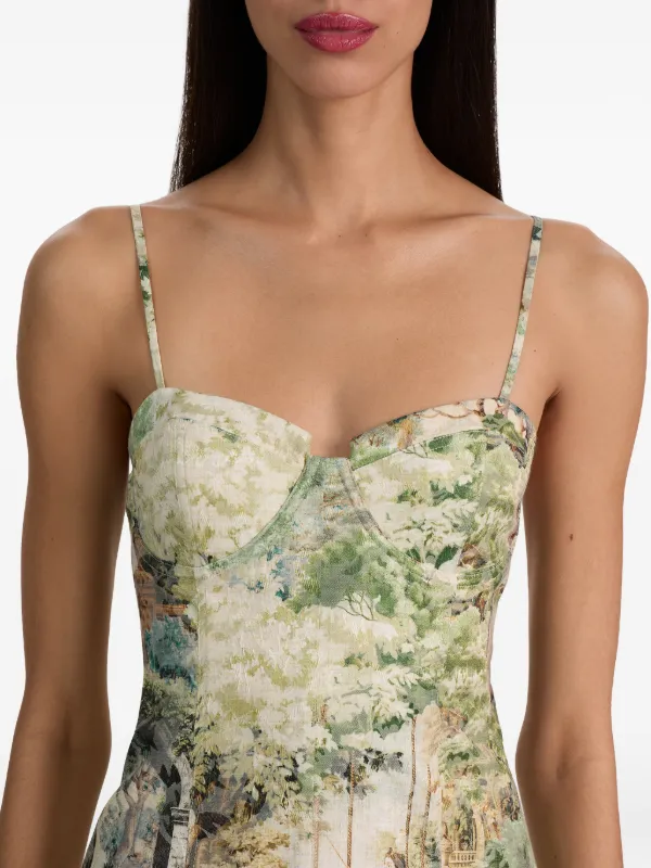 alice and olivia corset dress ZAYA BUSTIER RUFFLE MAXI DRESS in BLACK/ALMOND