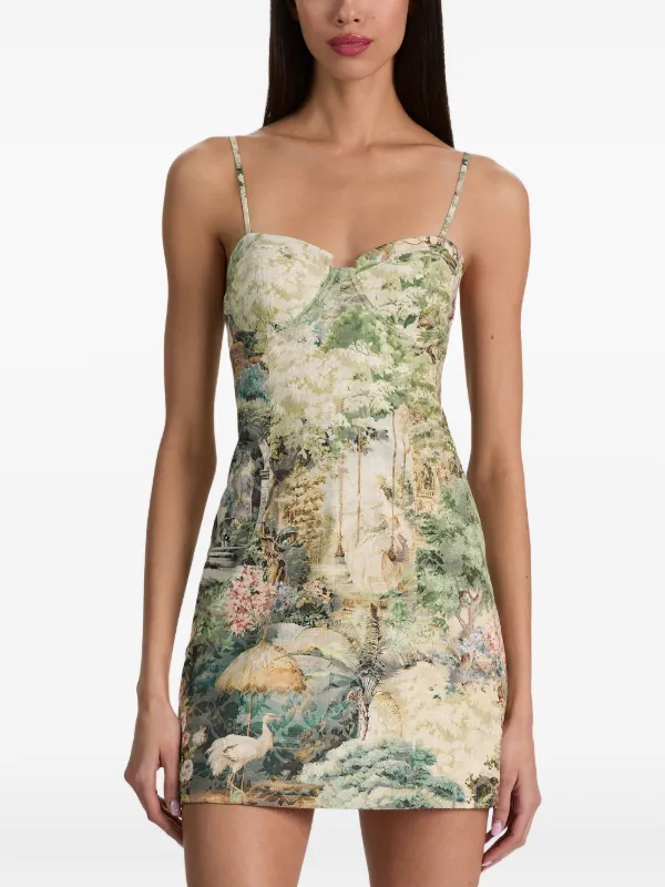 alice and olivia green mini dress Alice + Olivia Seamed Corset Mini Dress | Green