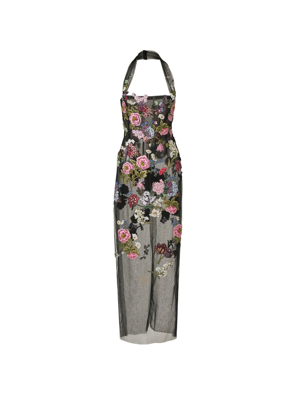 Carolina Herrera Abendkleid mit Blumenstickerei - Schwarz