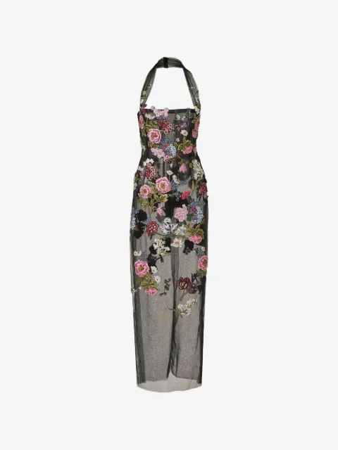 Carolina Herrera column gown with floral embroidery