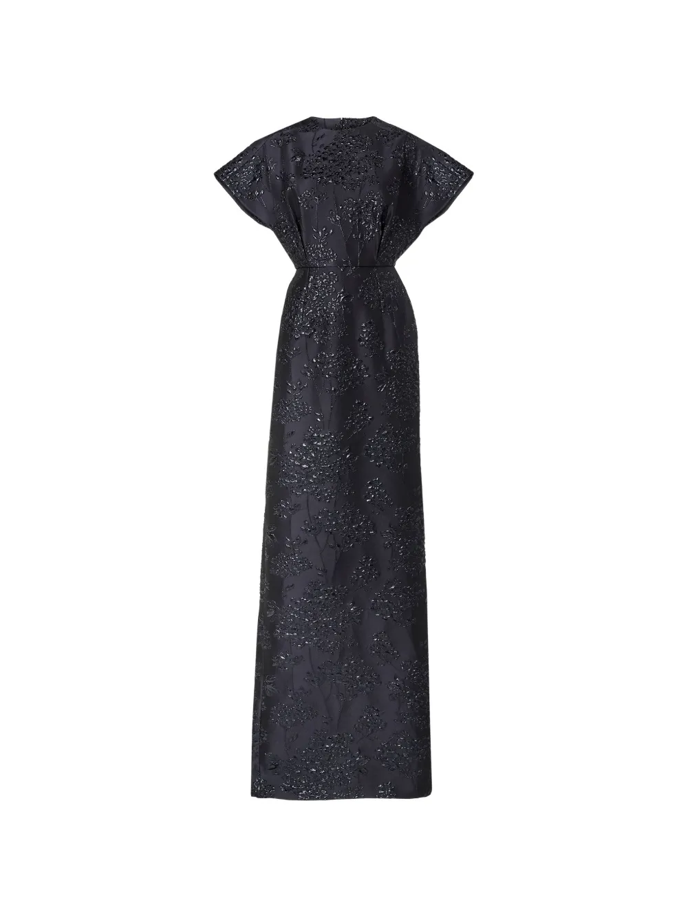 Carolina Herrera floral lurex jacquard fan-bodice gown - Blu