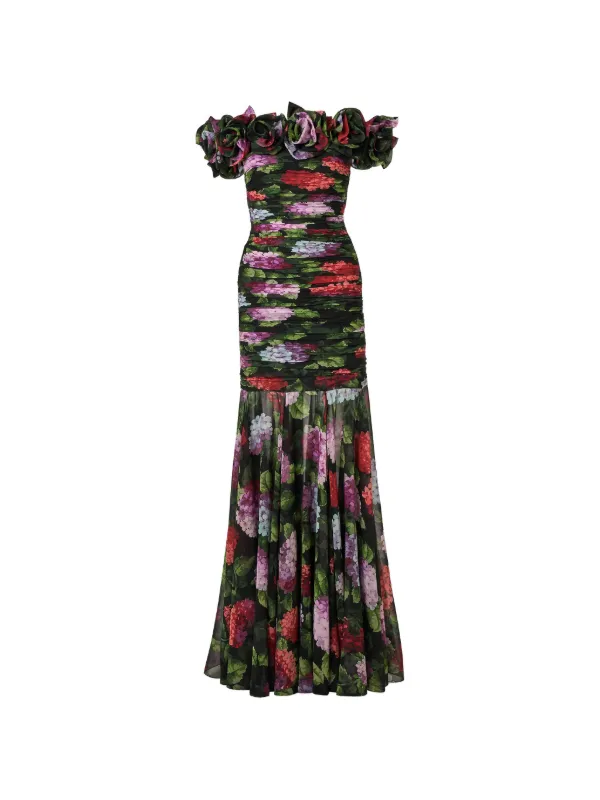carolina herrera asymmetric layered dress Chiffon Evening Gown With off-the-shoulder Design And Hydrangea Print | Black Moncur Asymmetric Mini Dress Category:LONG SLEEVE DRESSES COLOR:Chambray Blue Crafted of garment