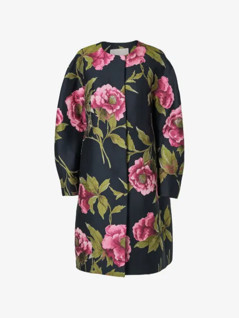 Carolina Herrera abrigo con peonía en jacquard