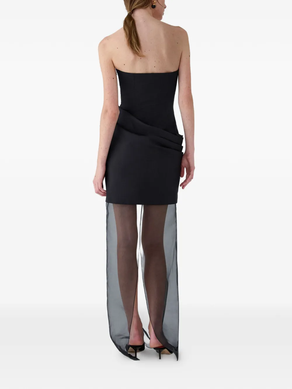 Carolina Herrera Strapless avondjurk met doorzichtige organza rok Zwart