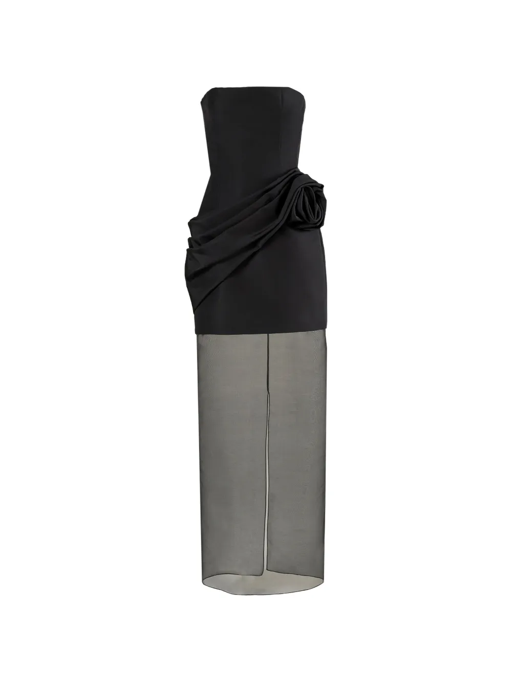 Carolina Herrera Abito da sera senza spalline con gonna in organza - Nero