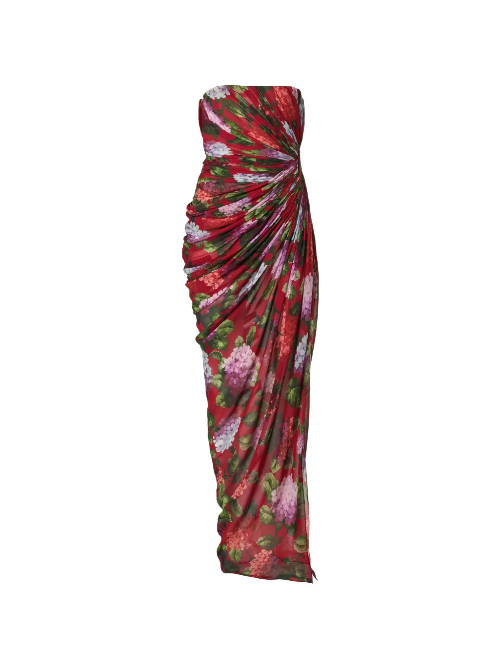 Carolina Herrera Abito da sera in chiffon con stampa floreale - Rosso