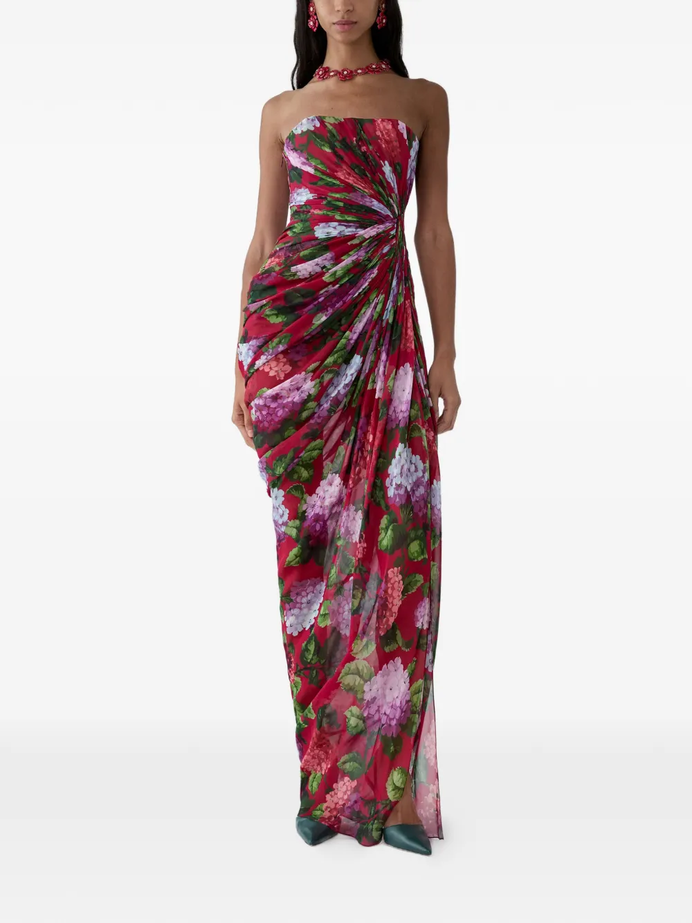 Carolina Herrera Strapless maxi-jurk Rood
