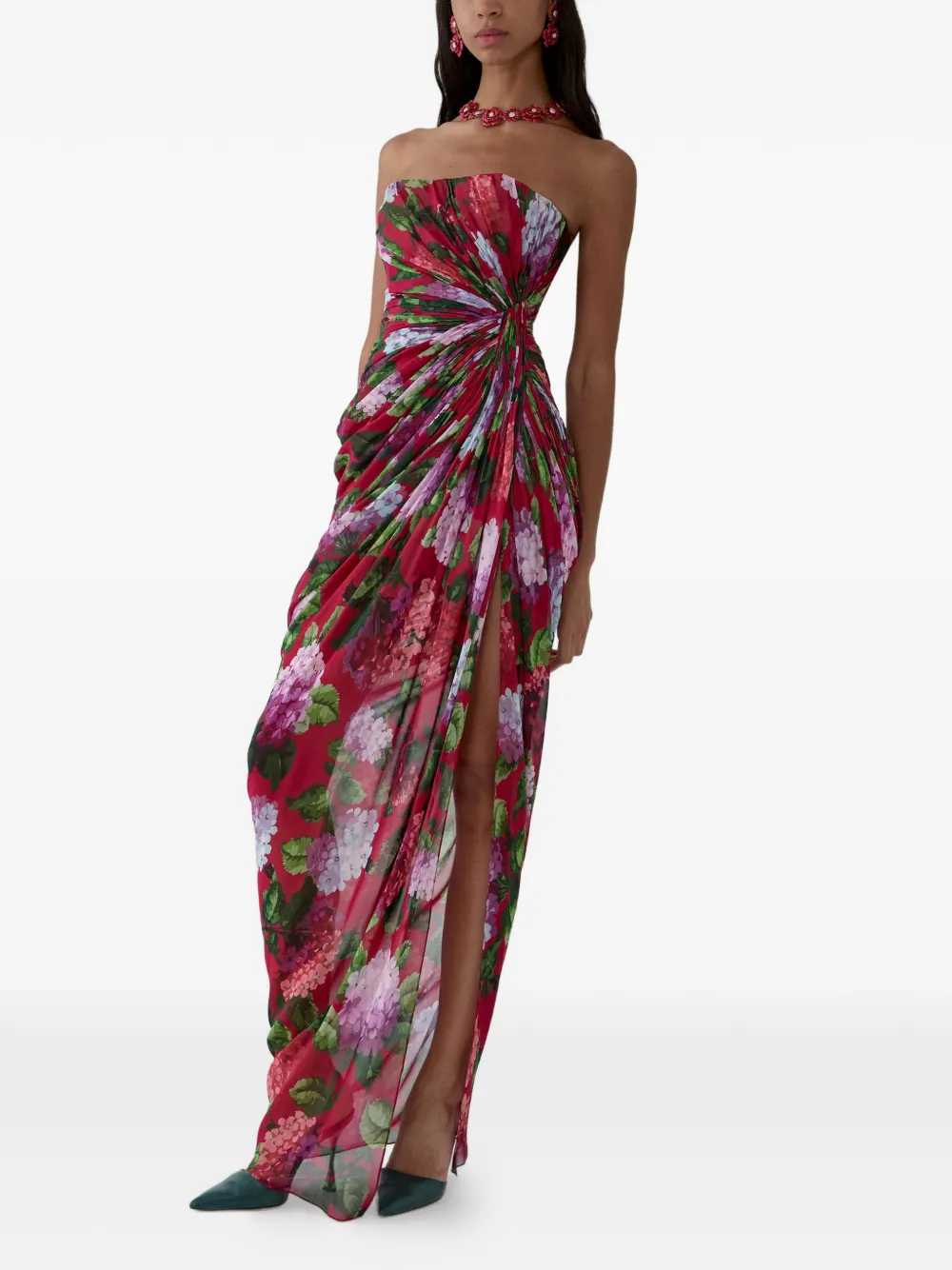 Carolina Herrera Strapless maxi-jurk Rood