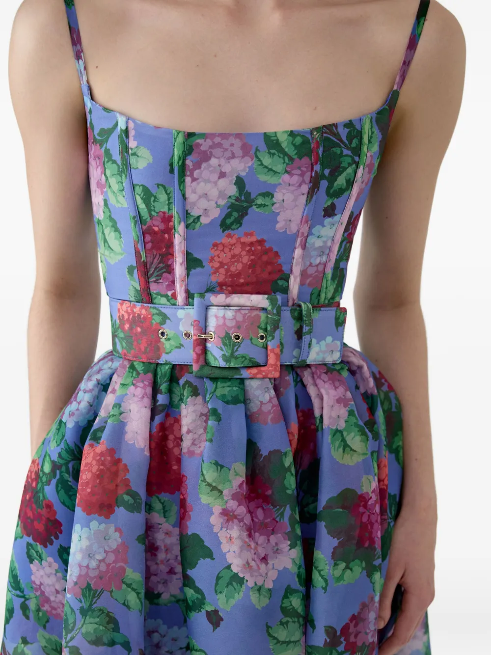 Carolina Herrera Organza midi jurk met print Blauw