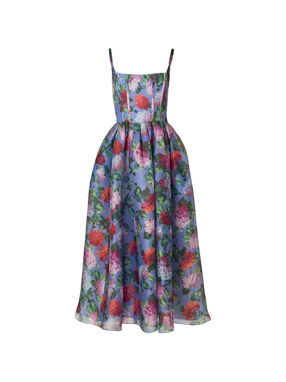 Carolina Herrera hydrangea-print organza midi dress - Blu