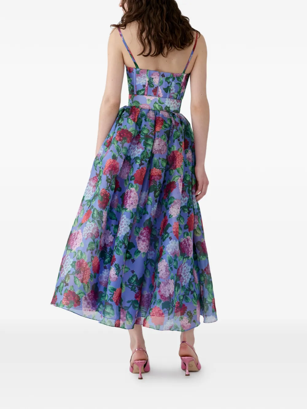 Carolina Herrera Organza midi jurk met print Blauw