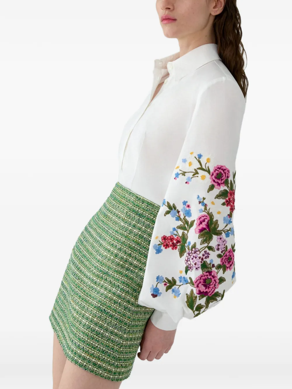 Carolina Herrera blouse met geborduurde bloemen Wit